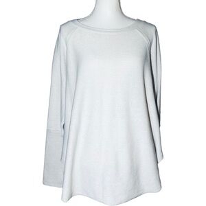 Bucket List Women's Large Pullover Top Sweater Long Sleeves Boat Neck Cream Whit